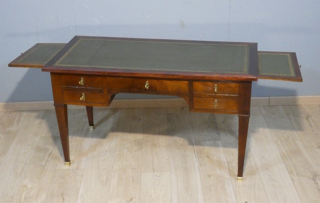 Bureau plat  Directoire en acajou et placage, époque début XIX ème-photo-2