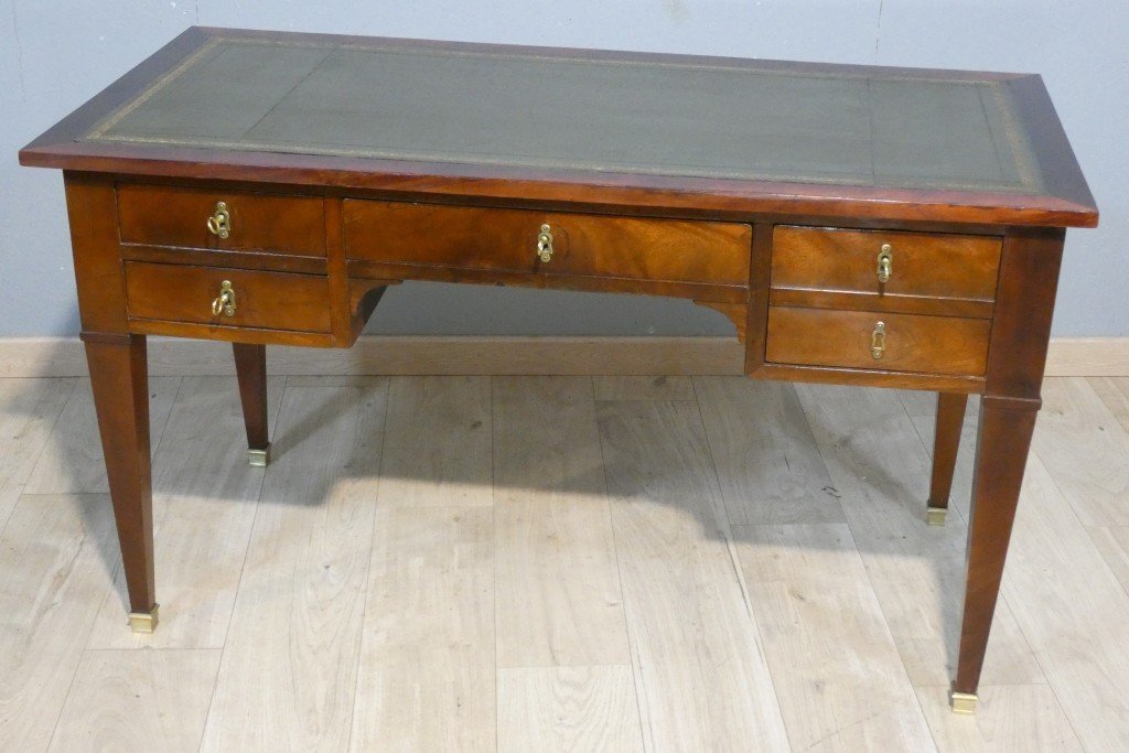 Bureau plat  Directoire en acajou et placage, époque début XIX ème-photo-1