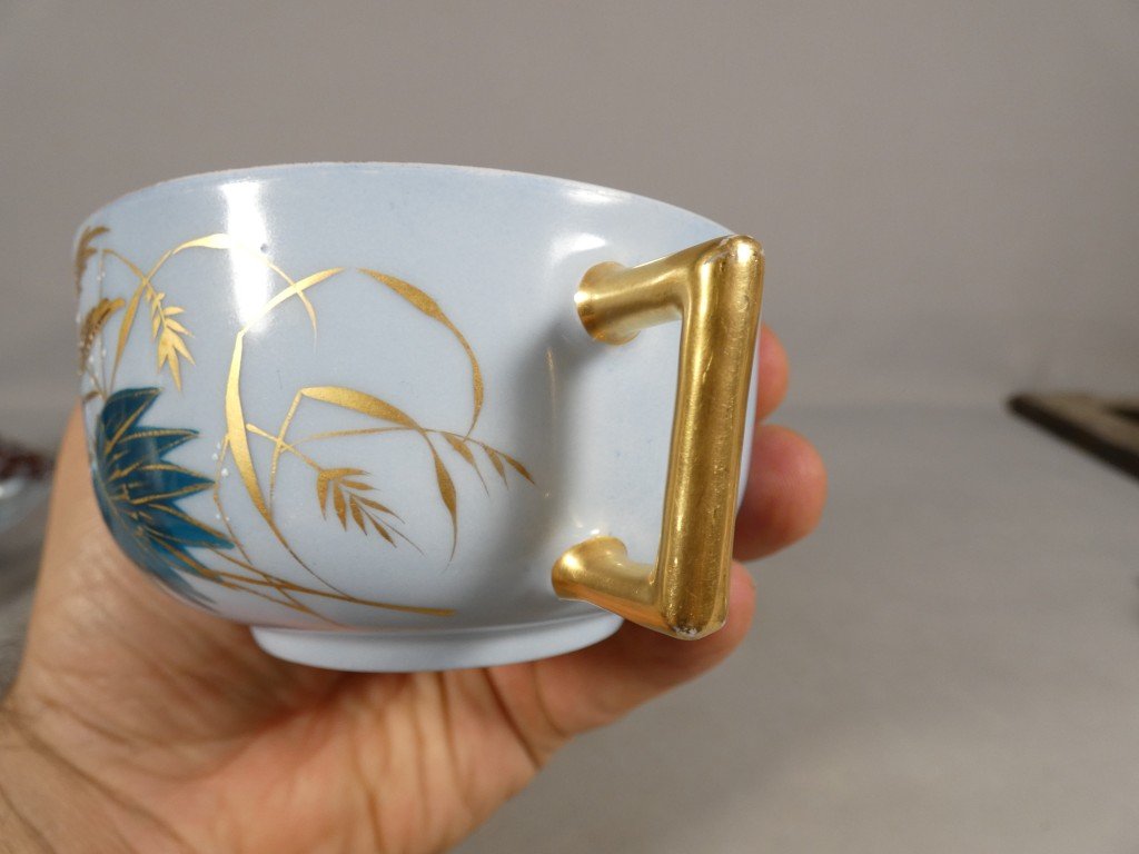 Martin p&ecirc;cheur, tasse de collection en porcelaine de Limoges, &eacute;poque XIX &egrave;me si&egrave;cle-photo-3