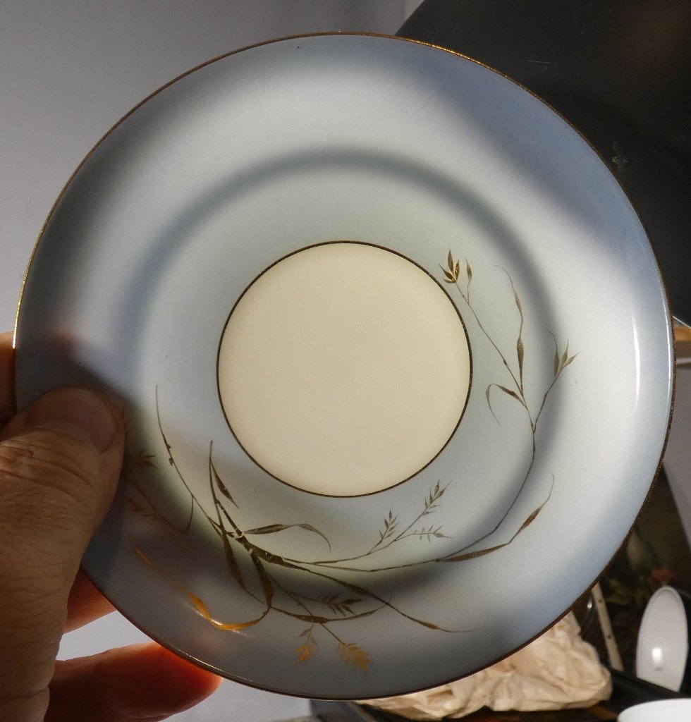 Martin p&ecirc;cheur, tasse de collection en porcelaine de Limoges, &eacute;poque XIX &egrave;me si&egrave;cle-photo-4