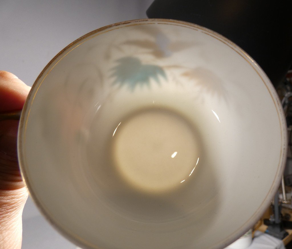 Martin p&ecirc;cheur, tasse de collection en porcelaine de Limoges, &eacute;poque XIX &egrave;me si&egrave;cle-photo-5