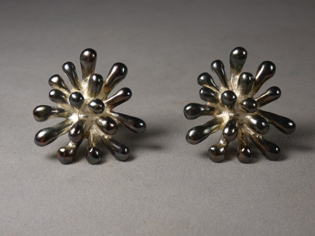 Christian Lacroix, Sea Anemones, Pair Of Silver-plated Clip-on Earrings-photo-2