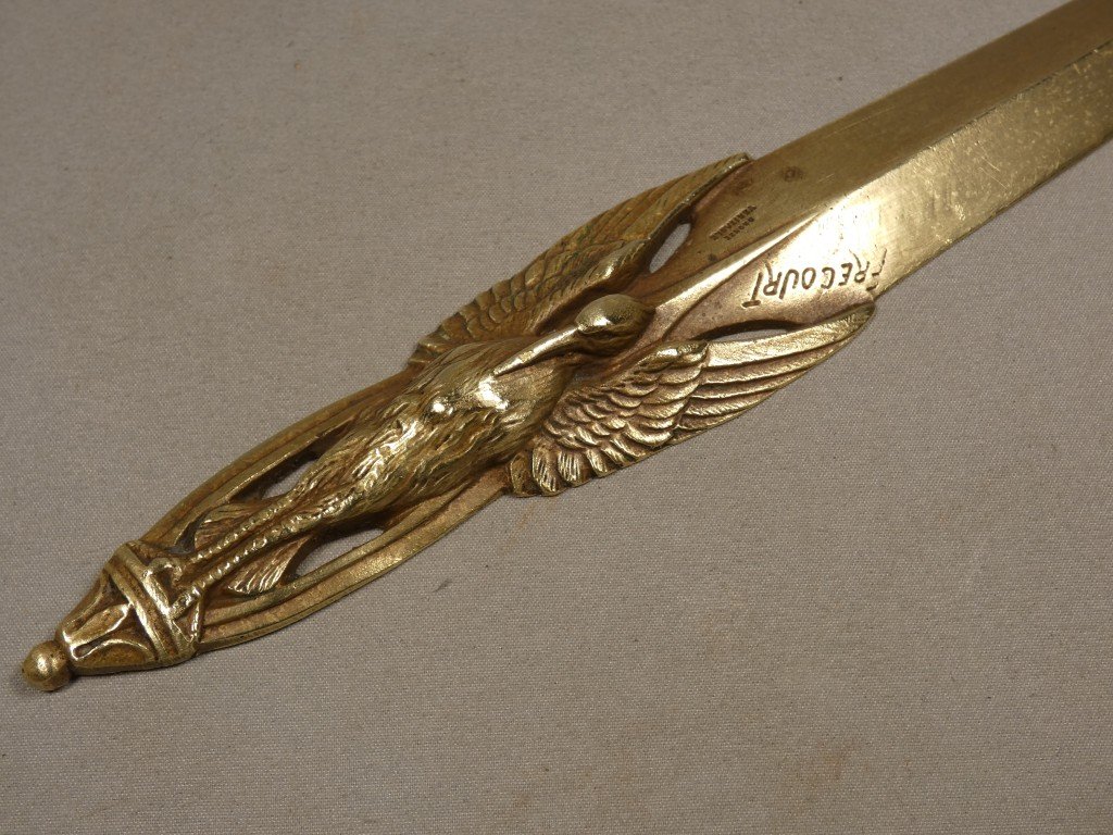 Maurice Frécourt (1890–1961), Bronze Paper Cutter Featuring A Heron, Circa 1920-photo-2