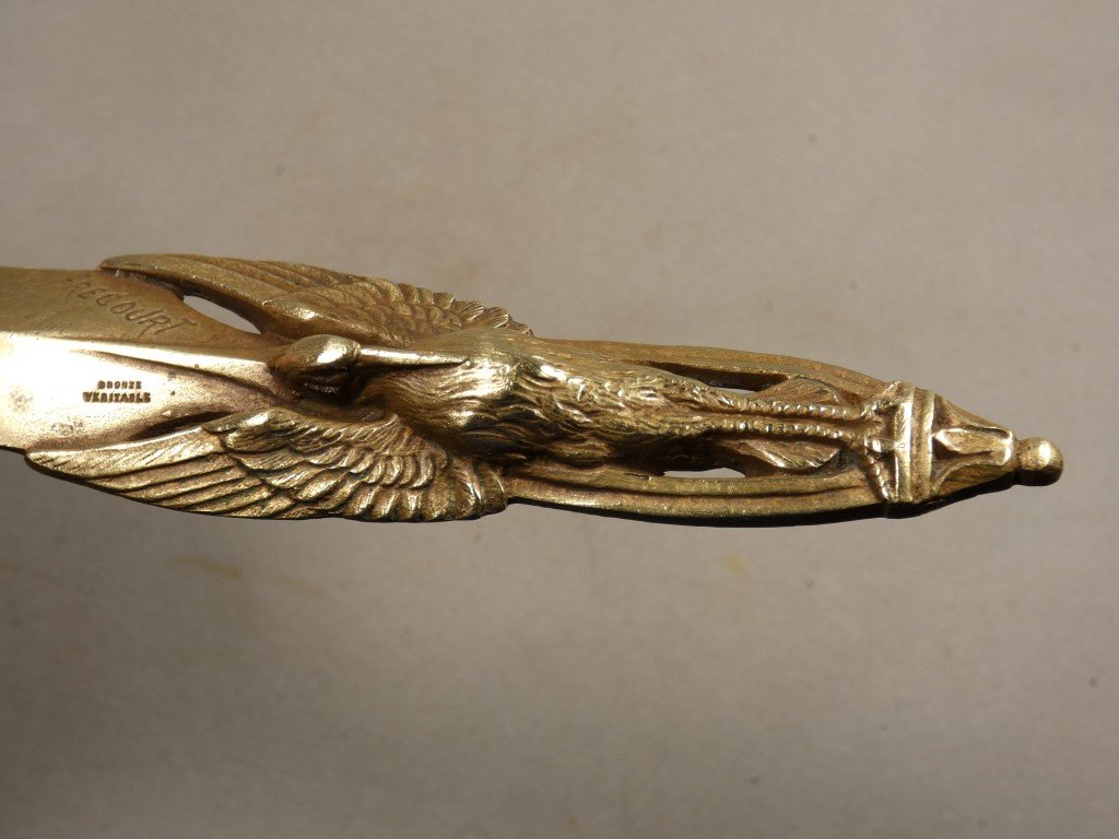 Maurice Frécourt (1890–1961), Bronze Paper Cutter Featuring A Heron, Circa 1920-photo-1