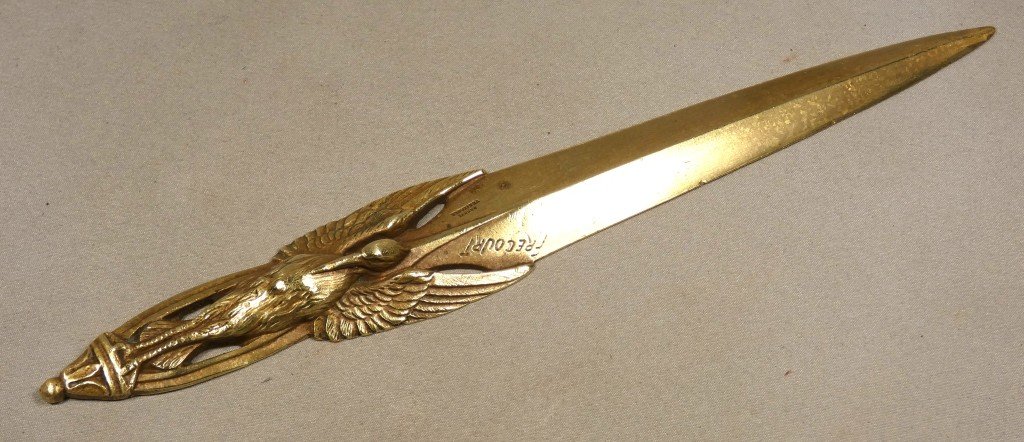 Maurice Frécourt (1890–1961), Bronze Paper Cutter Featuring A Heron, Circa 1920