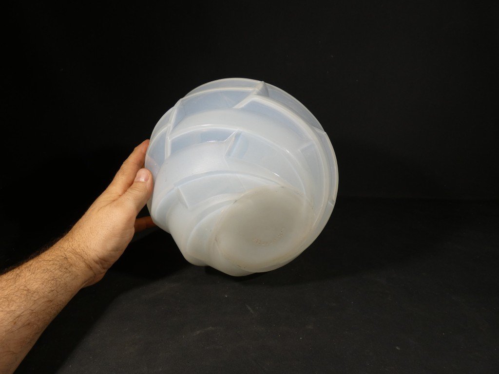 André Hunebelle, Saturn-shaped Vase Made Of Opalescent Glass, Art Deco Period-photo-3
