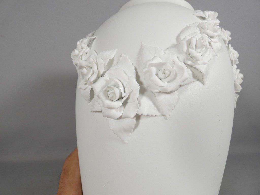 Porcelain Bisque Rose Vase, Impérial Limoges-photo-2
