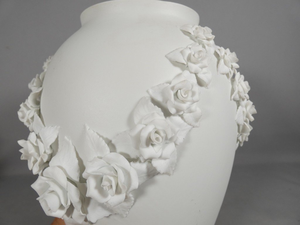 Porcelain Bisque Rose Vase, Impérial Limoges-photo-3