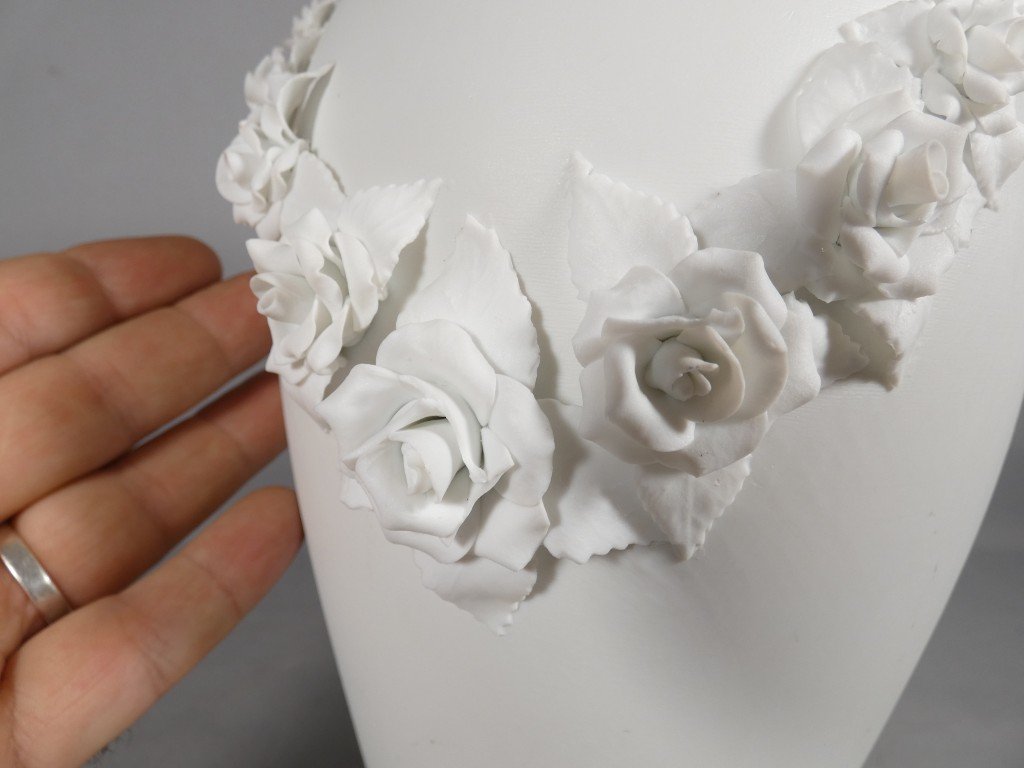 Porcelain Bisque Rose Vase, Impérial Limoges-photo-4