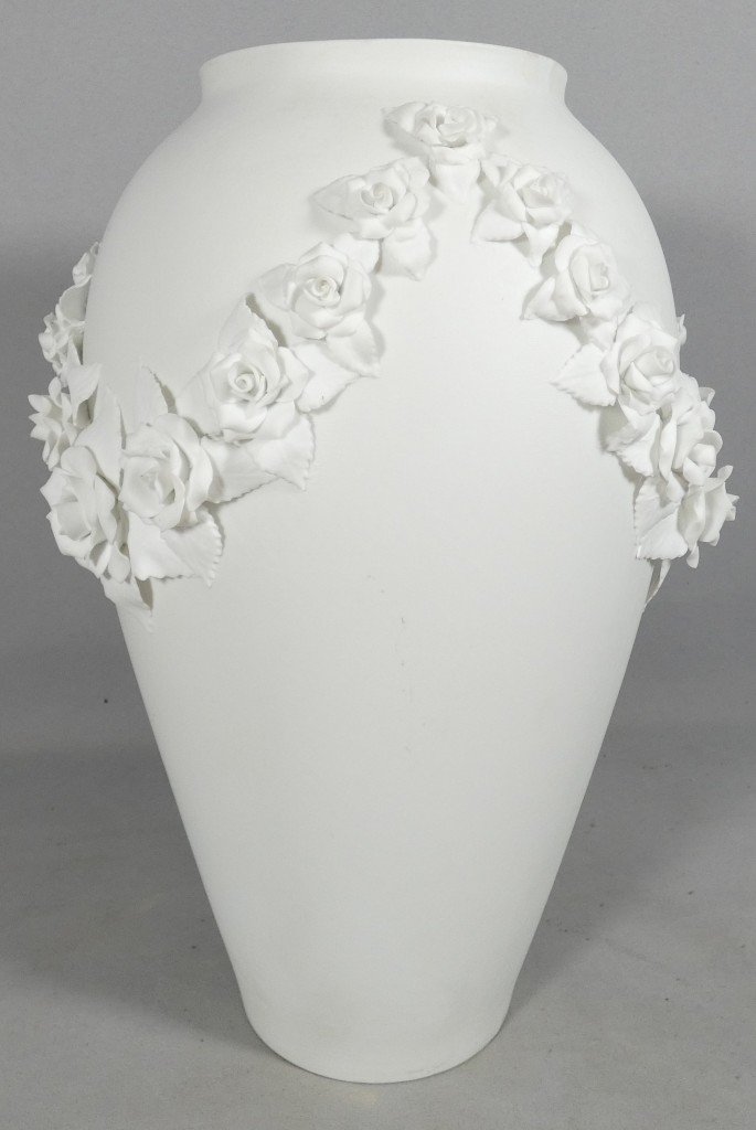 Porcelain Bisque Rose Vase, Impérial Limoges