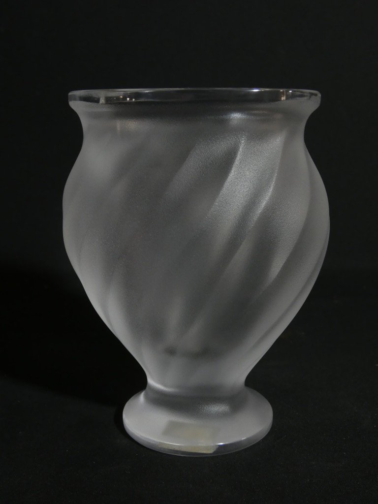 Lalique France, vase Rosine aux deux colombes en cristal, époque 1960-photo-1