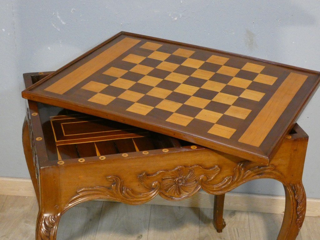 Louis XV-era Mahogany Backgammon Table – 18th Century -photo-2