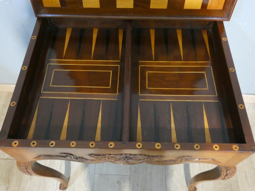 Louis XV-era Mahogany Backgammon Table – 18th Century -photo-1