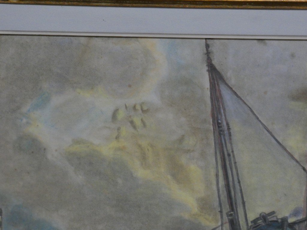 Boats At Low Tide, Pastel Drawing By Dupuytren, 1921-photo-3