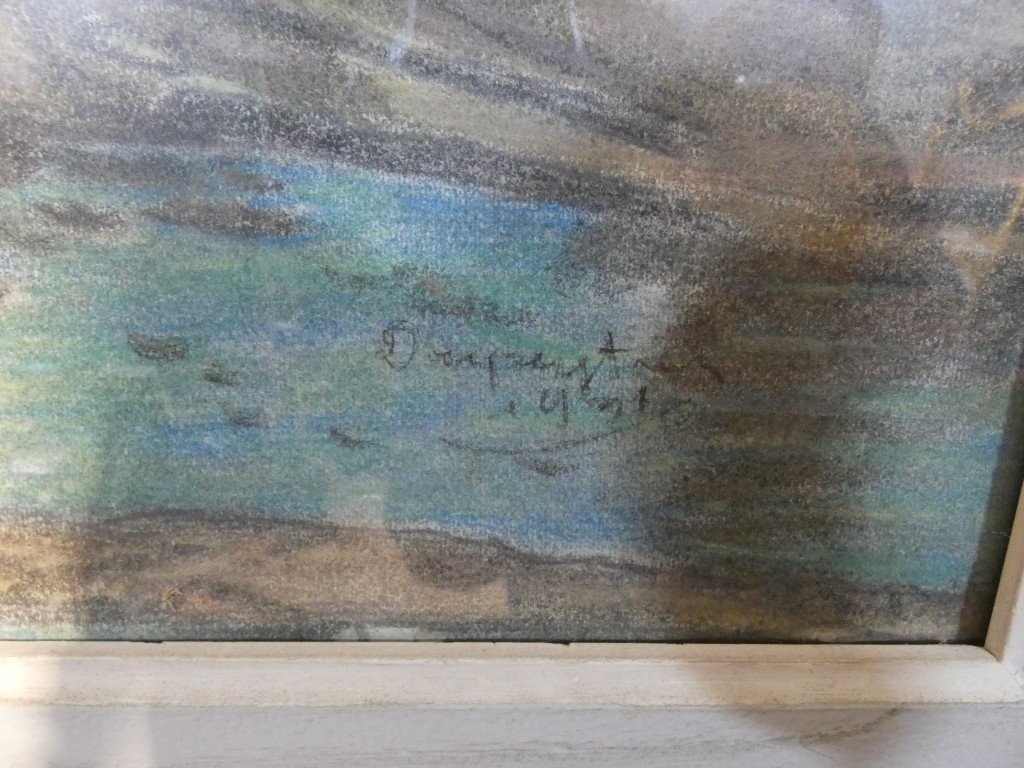 Boats At Low Tide, Pastel Drawing By Dupuytren, 1921-photo-2
