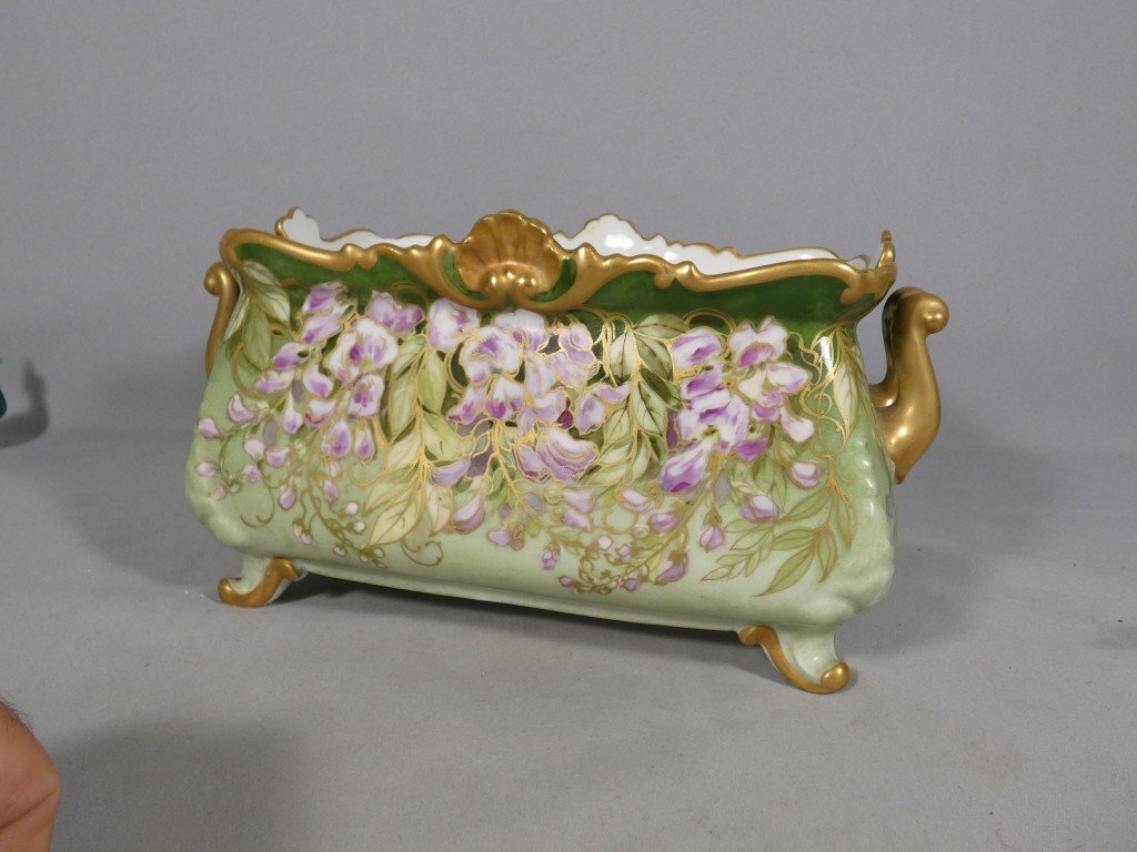 La Glycine, jardinière en porcelaine de Limoges, époque Art Nouveau, vers 1900-photo-3