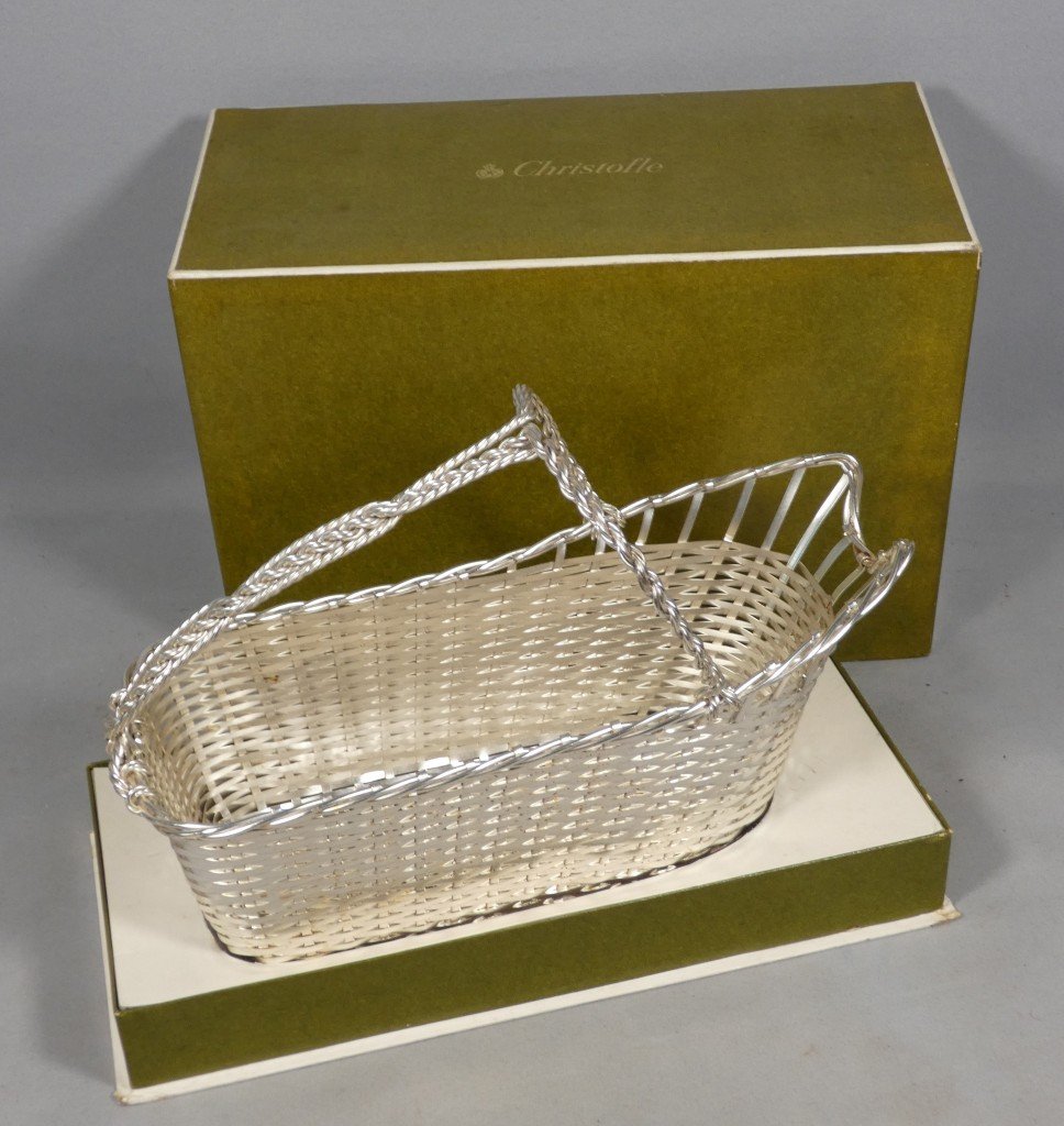 Christofle Gallia, Woven Metal And Silver-plated Bottle Holder, Original Box