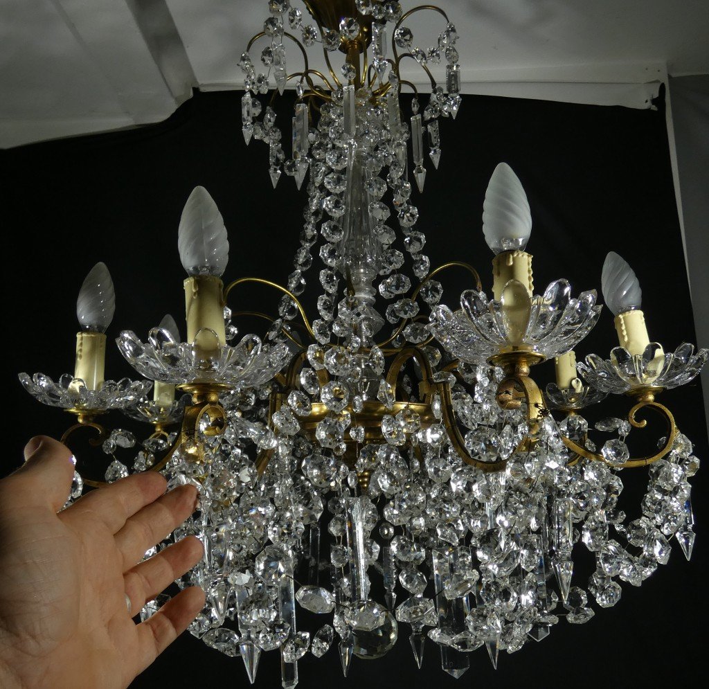 Louis XV-style Living Room Chandelier In Bronze And Crystal, Early 20th Century-photo-2