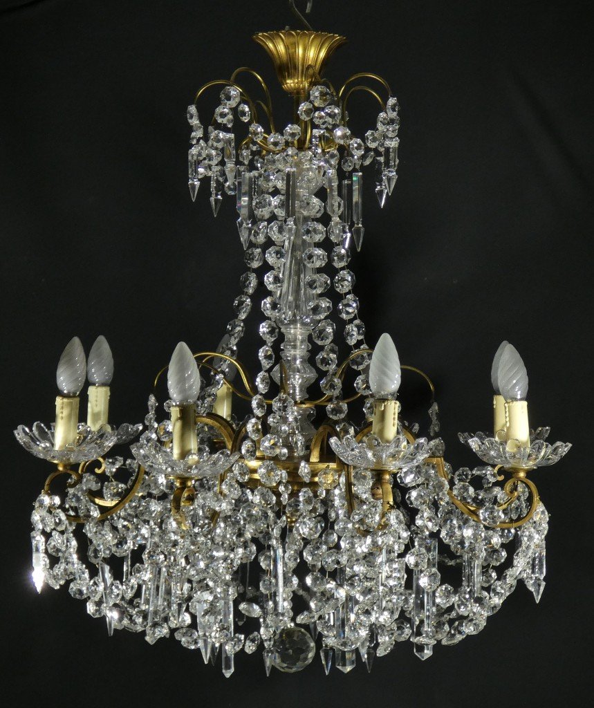 Louis XV-style Living Room Chandelier In Bronze And Crystal, Early 20th Century-photo-3