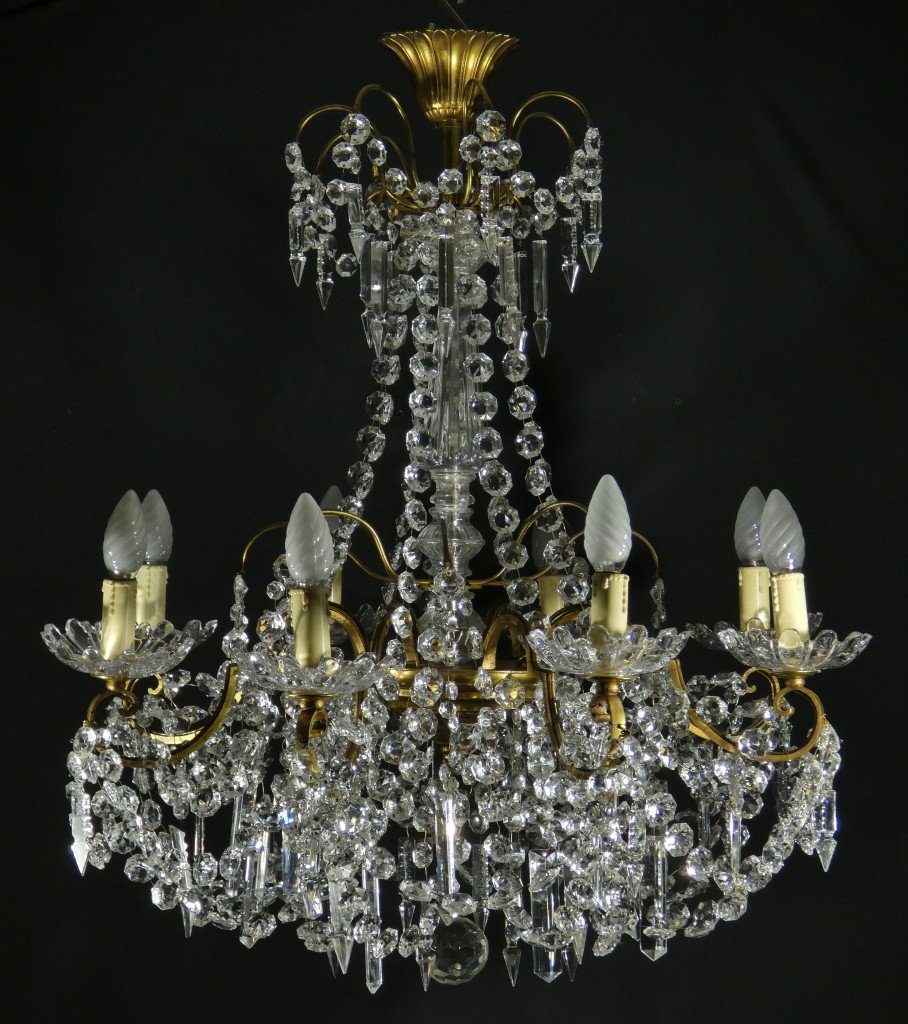 Louis XV-style Living Room Chandelier In Bronze And Crystal, Early 20th Century-photo-4