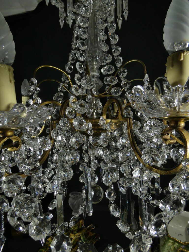 Louis XV-style Living Room Chandelier In Bronze And Crystal, Early 20th Century-photo-1
