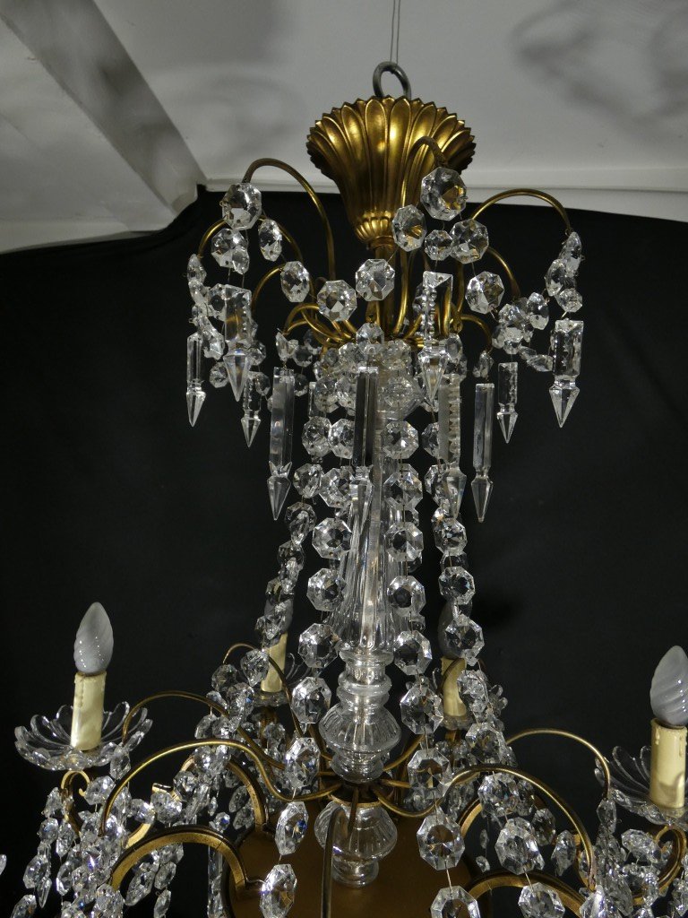 Louis XV-style Living Room Chandelier In Bronze And Crystal, Early 20th Century-photo-2