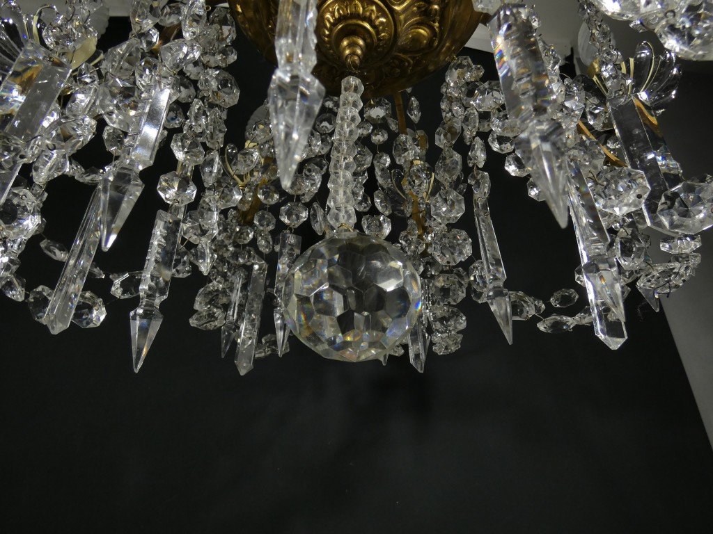 Louis XV-style Living Room Chandelier In Bronze And Crystal, Early 20th Century-photo-4