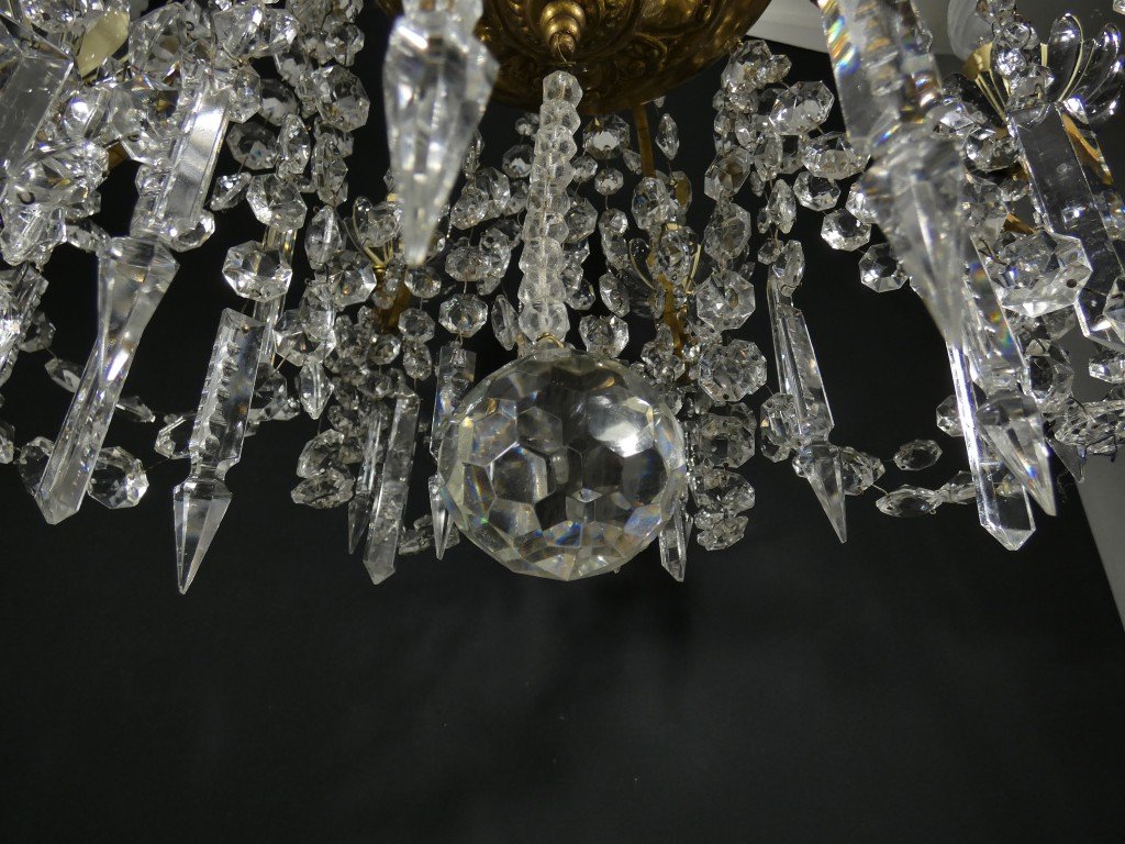 Louis XV-style Living Room Chandelier In Bronze And Crystal, Early 20th Century-photo-5