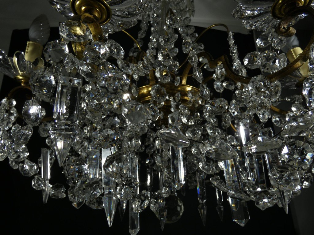 Louis XV-style Living Room Chandelier In Bronze And Crystal, Early 20th Century-photo-6