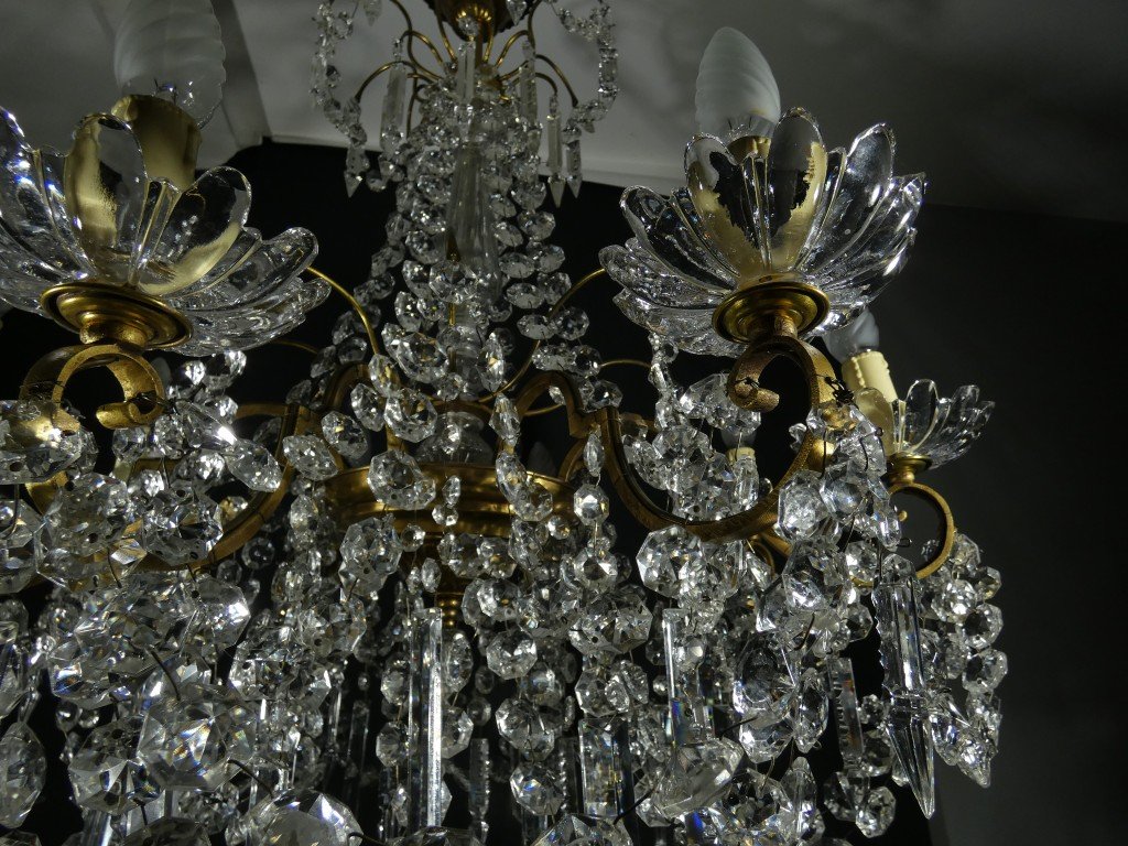 Louis XV-style Living Room Chandelier In Bronze And Crystal, Early 20th Century-photo-7