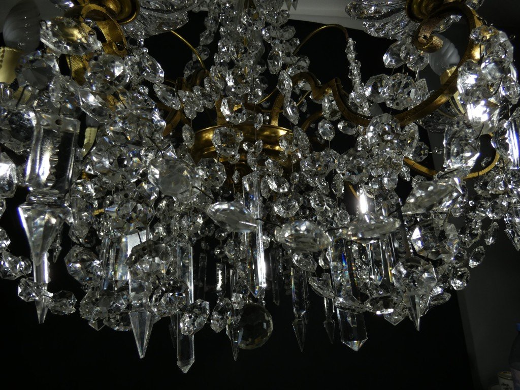 Louis XV-style Living Room Chandelier In Bronze And Crystal, Early 20th Century-photo-8