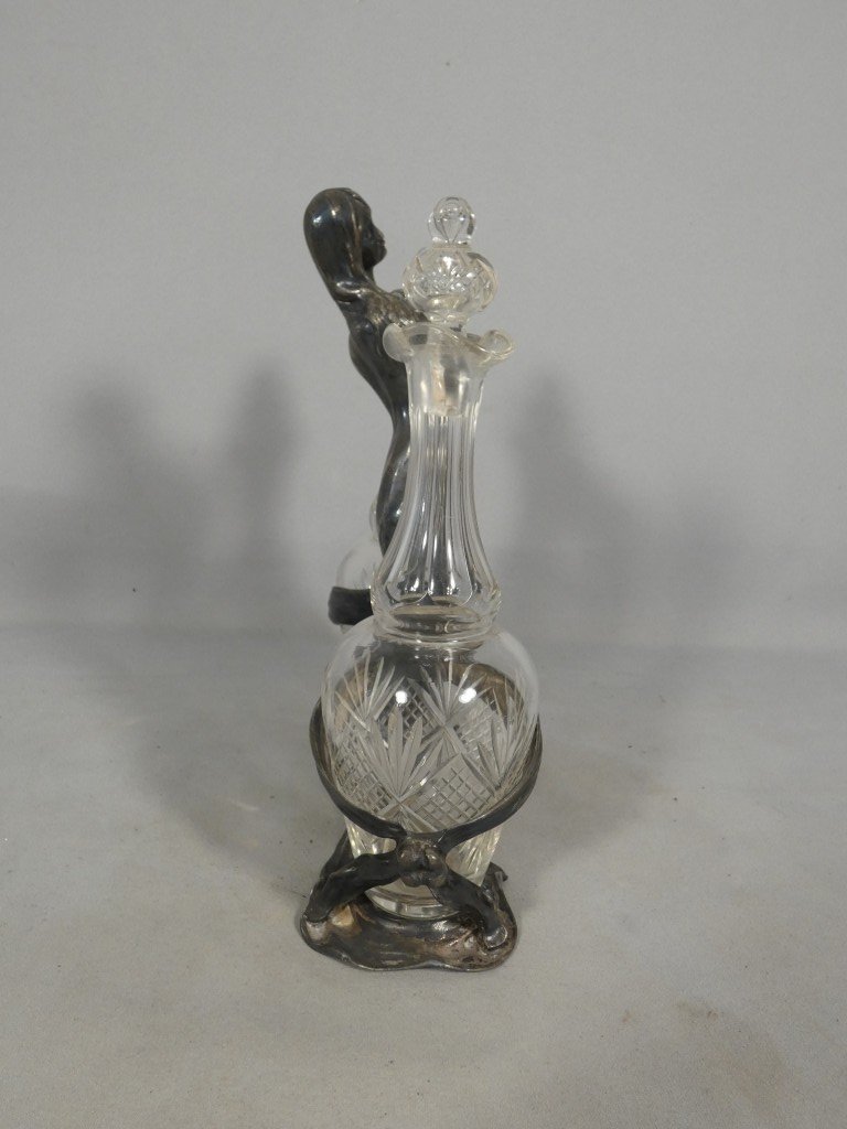 Art Nouveau - Silver-plated Metal Oil And Vinegar Set, Featuring A Woman, Circa 1900-photo-3