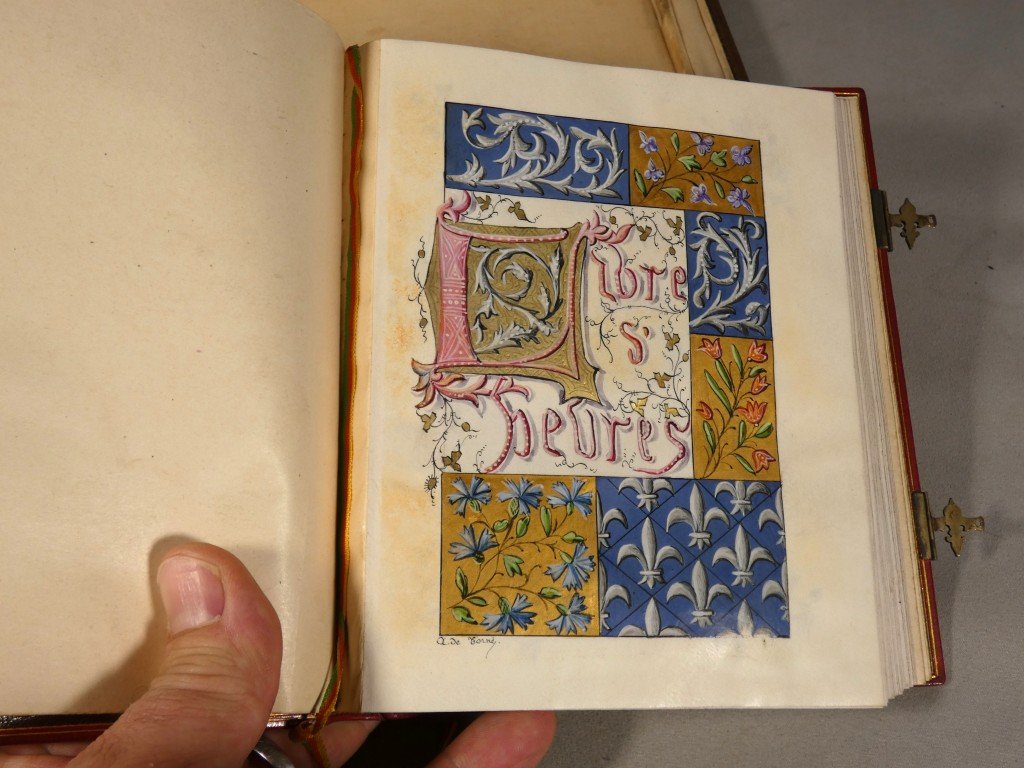 Livre de prières néogothique entièrement manuscrit et enluminé – E. & A. Lesort – XIXᵉ siècle-photo-2