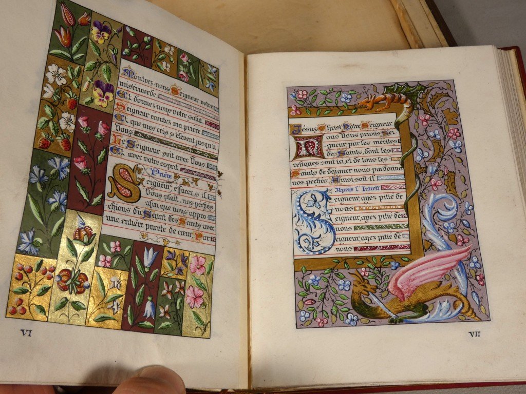 Livre de prières néogothique entièrement manuscrit et enluminé – E. & A. Lesort – XIXᵉ siècle-photo-5