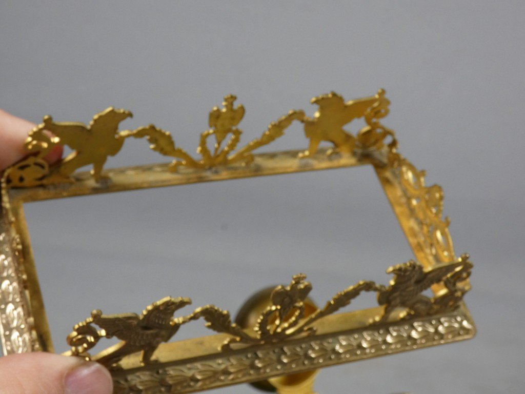 Encrier en cristal vert et bronze doré – Style Empire, fin du XIXᵉ siècle-photo-7