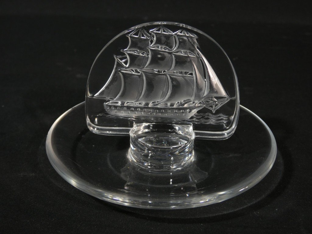 Lalique France, Crystal Ring Sizer Featuring A Three-masted Ship-photo-2