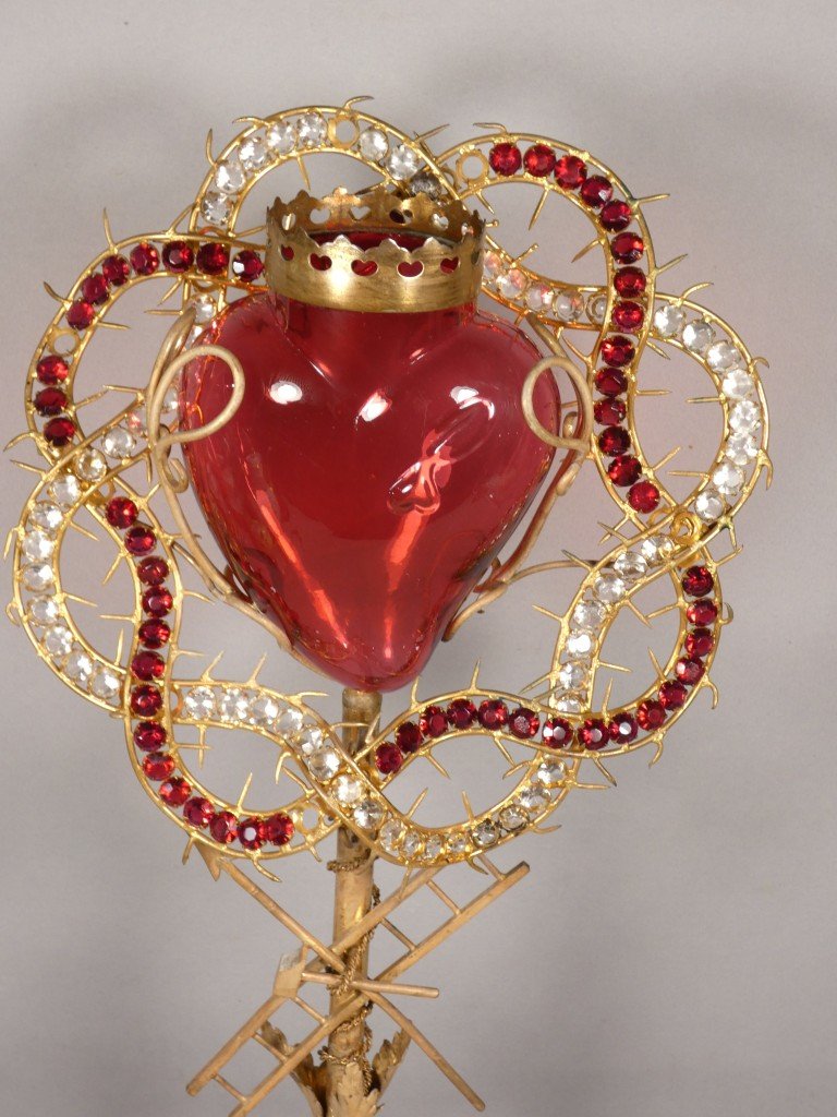 Important objet de dévotion au Sacré-Cœur et à la Passion du Christ – XIXᵉ siècle-photo-2