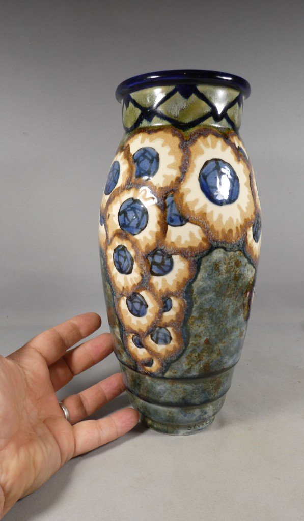 Vase Art déco en céramique émaillée, Sèvres, vers 1930-photo-4