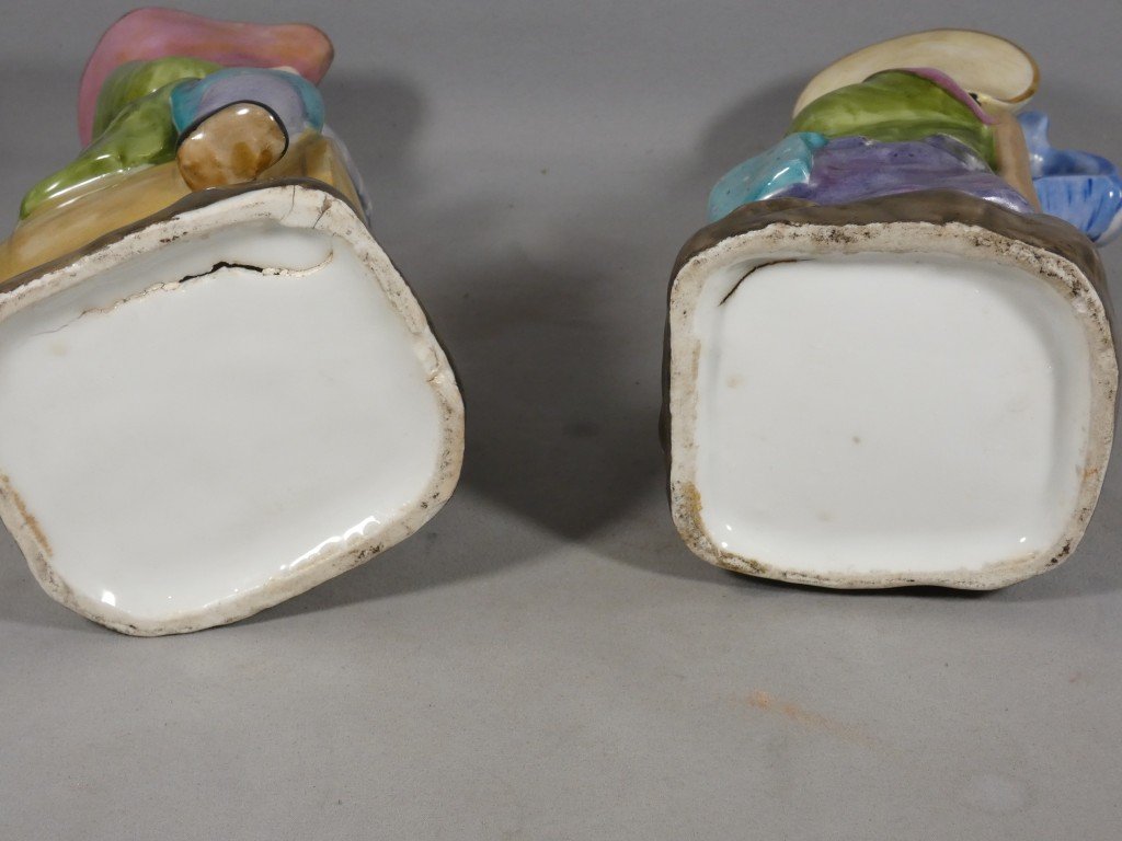 Paire de pichets anthropomorphes Jacquot et Jacqueline en porcelaine polychrome – XIXe siècle-photo-8