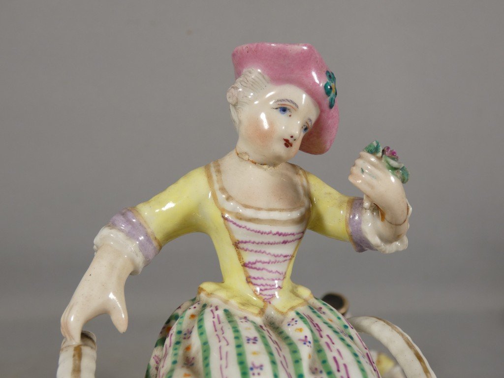 Pair Of Porcelain Salt Cellars For A Man And A Woman—samson, In The Meissen Style—19th Century-photo-1