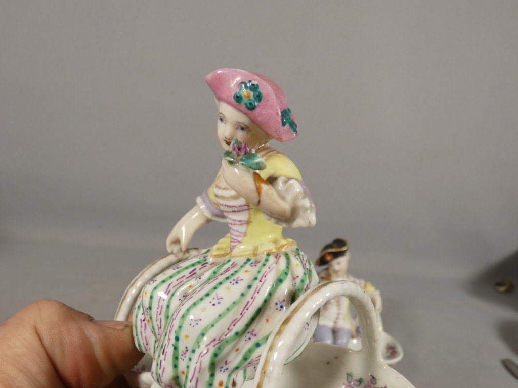 Pair Of Porcelain Salt Cellars For A Man And A Woman—samson, In The Meissen Style—19th Century-photo-2