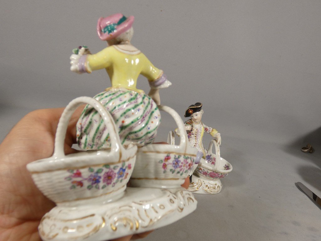 Pair Of Porcelain Salt Cellars For A Man And A Woman—samson, In The Meissen Style—19th Century-photo-3
