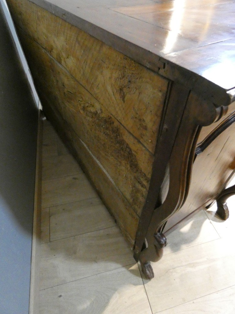 Importante commode Mazarine en merisier massif – Époque Louis XIV / Régence – début XVIII ème-photo-1