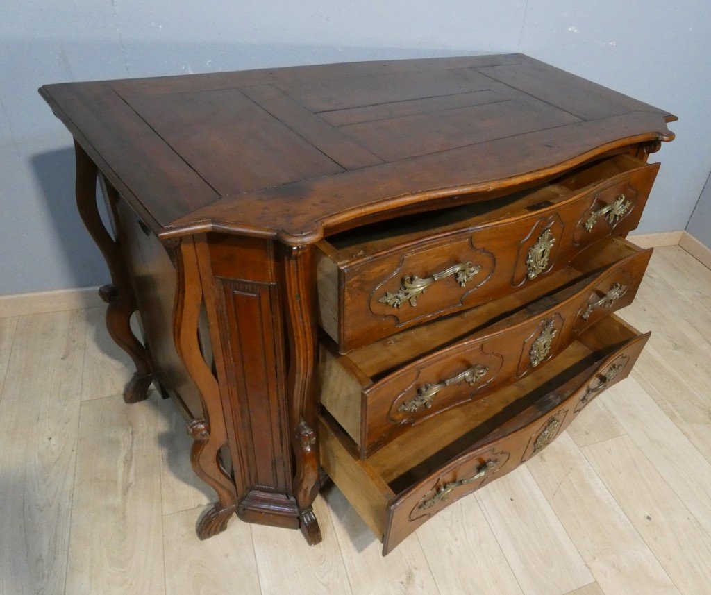 Importante commode Mazarine en merisier massif – Époque Louis XIV / Régence – début XVIII ème-photo-2