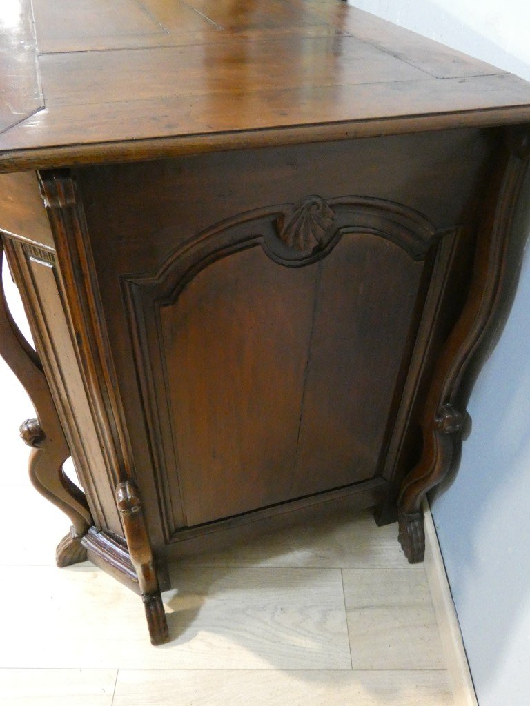 Importante commode Mazarine en merisier massif – Époque Louis XIV / Régence – début XVIII ème-photo-4