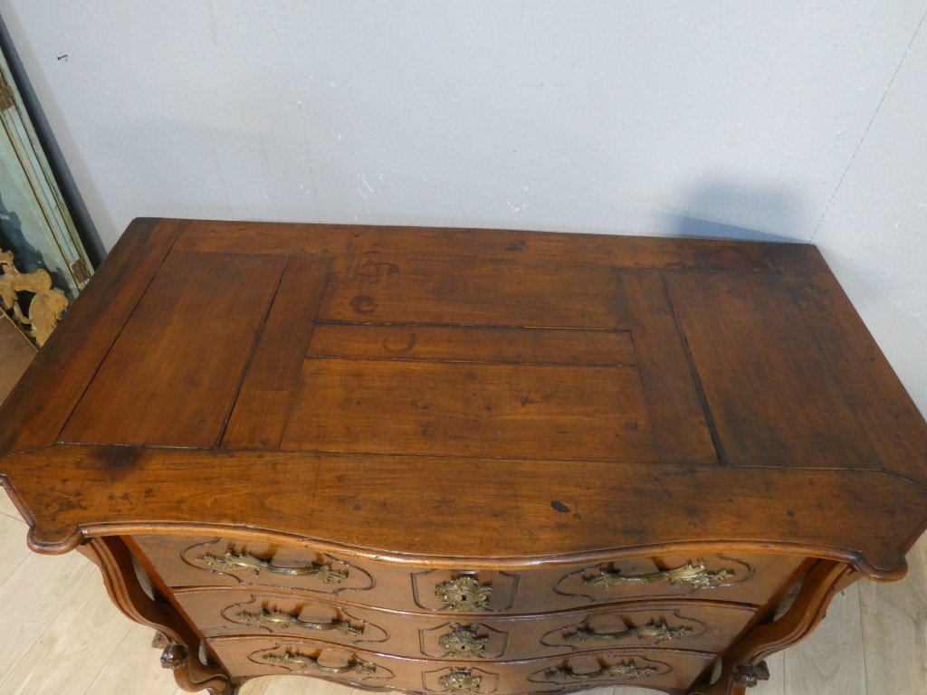 Importante commode Mazarine en merisier massif – Époque Louis XIV / Régence – début XVIII ème-photo-8