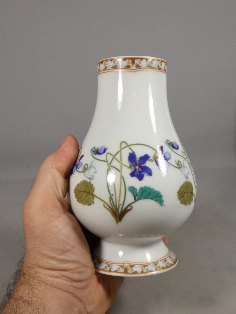 Haviland Princess Eugénie, Limoges Porcelain Vase In The Napoleon III Style-photo-2