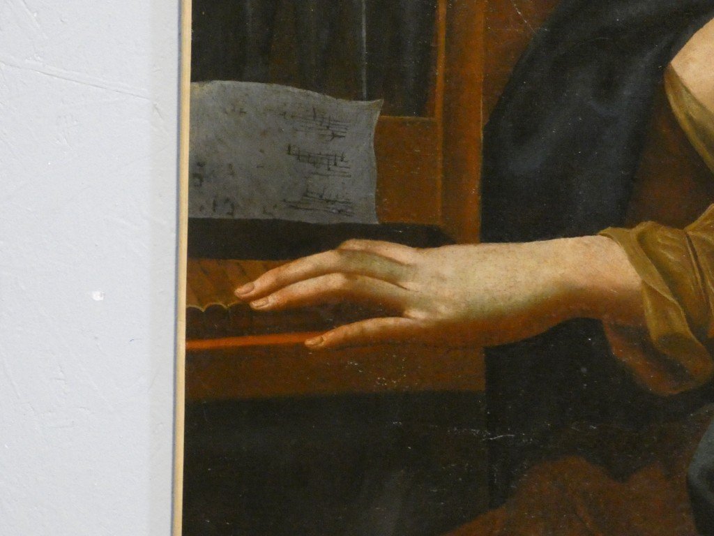 Saint Cecilia At The Organ: 18th-century Italian School, Oil On Canvas-photo-2