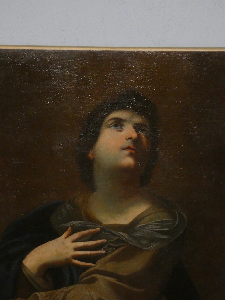 Saint Cecilia At The Organ: 18th-century Italian School, Oil On Canvas-photo-6