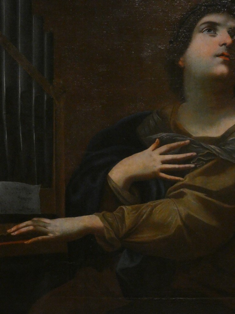 Saint Cecilia At The Organ: 18th-century Italian School, Oil On Canvas-photo-7